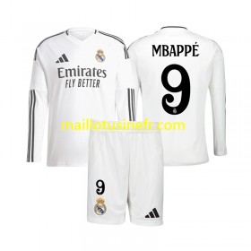 Maillot de Foot Real Madrid Kylian Mbappé 9 Domicile 2024-25 Manches Longues - Enfant
